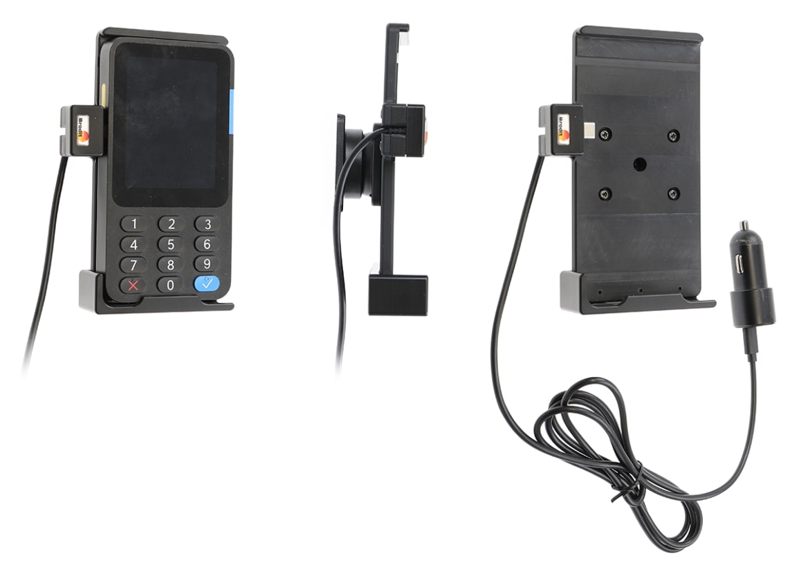 Active holder with USB-cable and cig-plug adapter for Zettle PayPal Reader