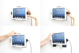 Active holder with USB-cable and cig-plug adapter for Apple iPad With Retina (Lightning Connector)