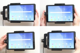 Active holder with USB-cable and cig-plug adapter for Samsung Galaxy Tab E 9.6