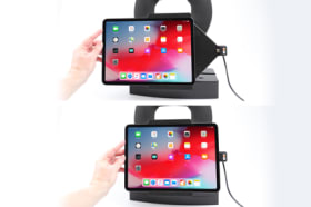 Active holder with USB-cable and cig-plug adapter for Apple iPad Air 4th Gen (A2072, A2316, A2324, A2325)