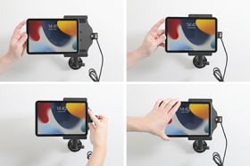 Active holder with USB-cable and cig-plug adapter for Apple iPad Mini 6th Gen (A2567, A2568, A2569)