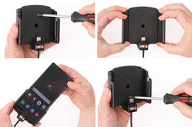 Active holder with USB-cable and cig-plug adapter for Samsung Galaxy S22 Ultra 5G (SM-S908B/SM-S908B/DS)