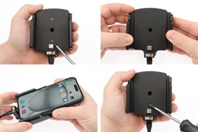 Active holder with USB-cable and cig-plug adapter for Apple iPhone 15