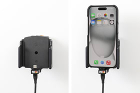 Active holder with USB-cable and cig-plug adapter for Apple iPhone 15 Pro