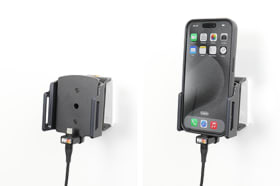 Active holder with USB-cable and cig-plug adapter for Apple iPhone 15 Pro