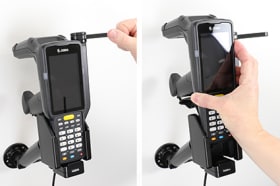 Active holder for fixed installation for Zebra MC3330R