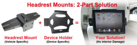 Headrest mount with monitor mount for BMW 5-series F10, F11 10-17 (RHD)
