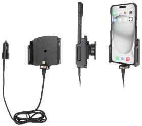 Active holder with USB-cable and cig-plug adapter for Apple iPhone 16 Plus