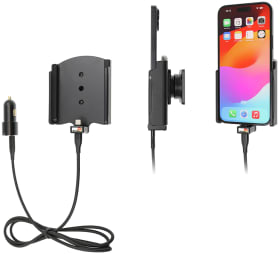 Active holder with USB-cable and cig-plug adapter for Apple iPhone 15 Plus