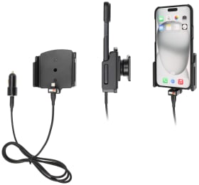 Active holder with USB-cable and cig-plug adapter for Apple iPhone 15 Plus
