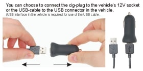 Active holder with USB-cable and cig-plug adapter for Samsung Galaxy S25 Ultra