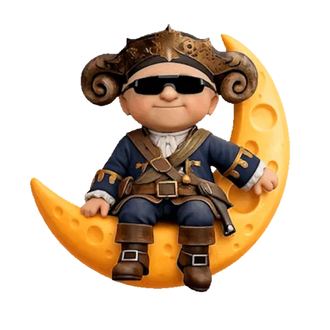 Baby Blake in his pajamas, sitting on a crescent moon