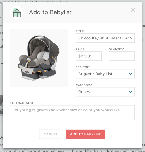 Add to Babylist Modal