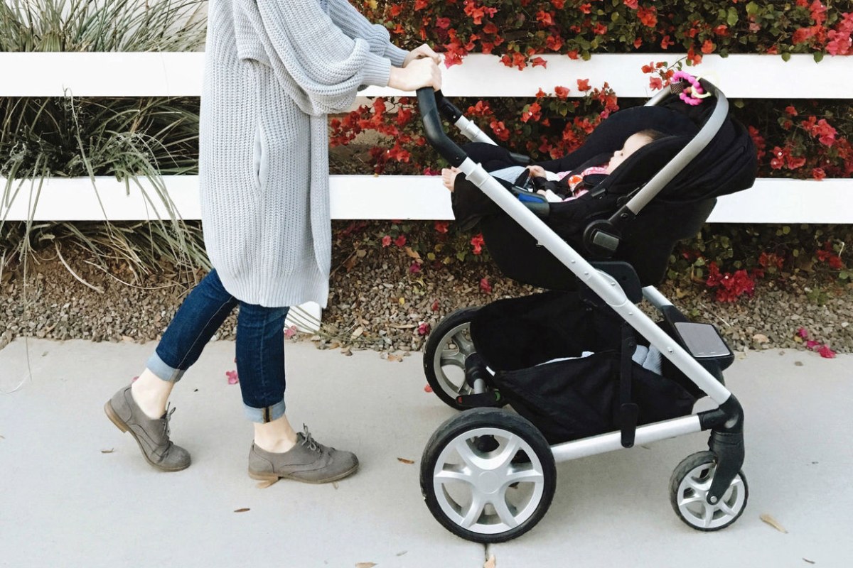 newborn girl carseat and stroller