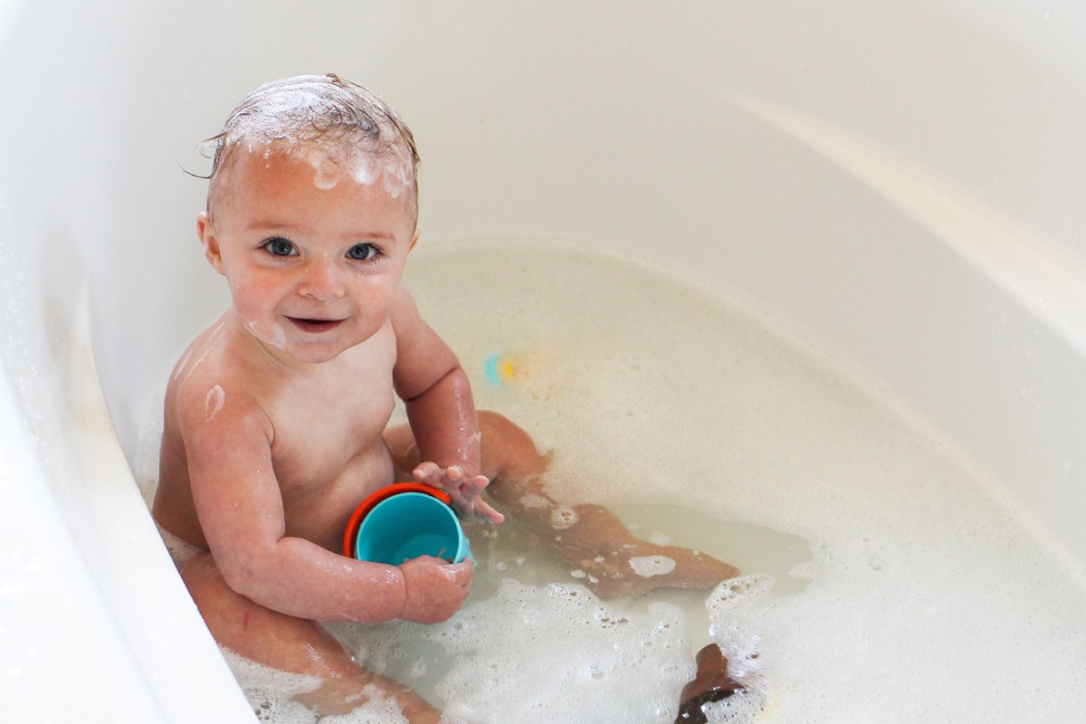 washing face with baby wash