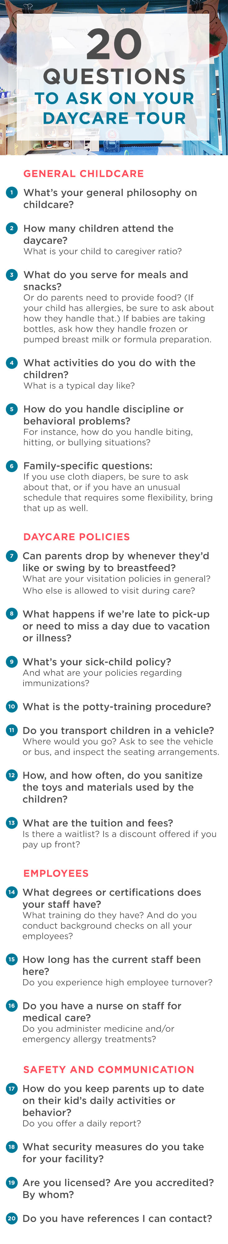 daycare tour questions