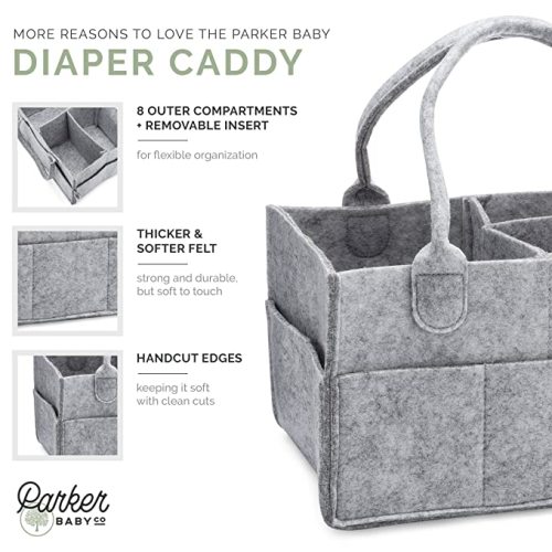 Nursery Storage Wipes Bag for Mom /& Newborn Kids Nappy Caddy with Changeable Compartments Portable Multifunctional Basket Car Organizer Baby Diaper Caddy Dark gray Felt Baby Caddy Organizer