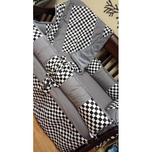 checkered flag crib bedding