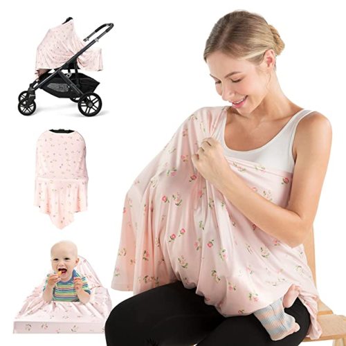 Soft Nursing Cover Breastfeeding Scarf Cloud Floral Infant Stroller Cover for Boys and Girls Baby Car Seat Cover Canopy