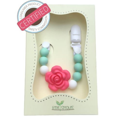 Blaward Baby Pacifier Clips//Dummy Clips//Teething Ring Irregular Chewable Beads Silicone Dummy Clip Holder BPA Free 2 Pcs