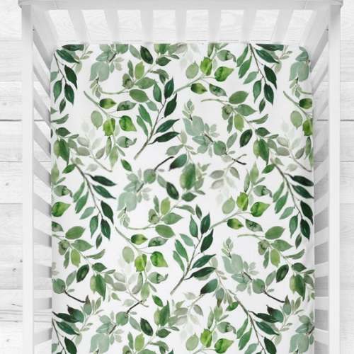 greenery crib sheet
