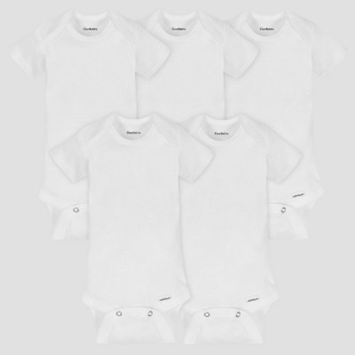 gerber baby organic cotton 5pk organic short sleeve onesies white