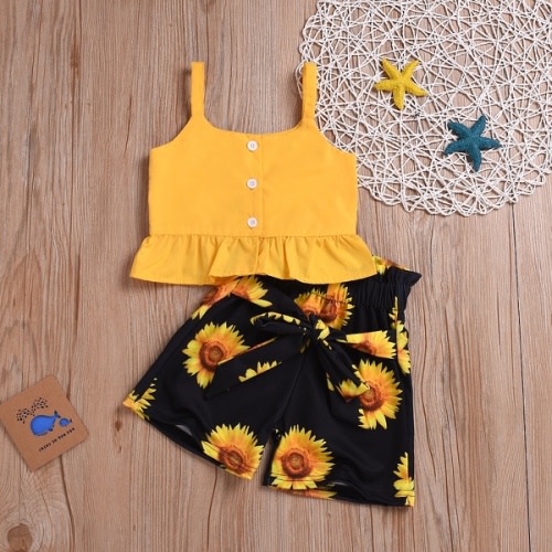baby pleated strappy bodysuit and shorts set
