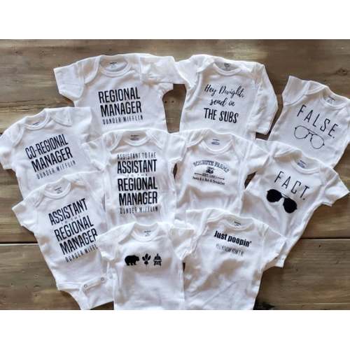 dunder mifflin baby onesie
