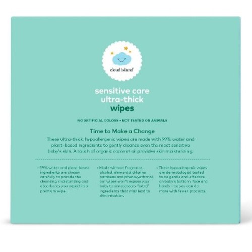cloud island sensitive care ultra thick wipes
