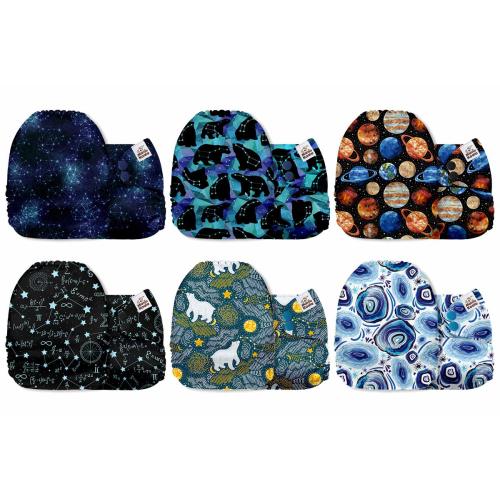 Floating World Mama Koala One Size Baby Washable Reusable Pocket Cloth Diapers 6 Pack with 6 One Size Microfiber Inserts