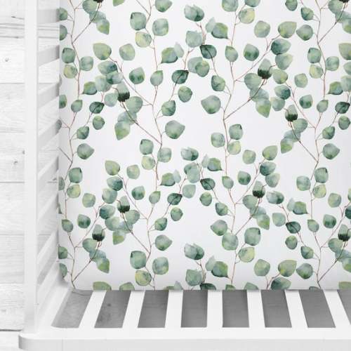 greenery crib sheet