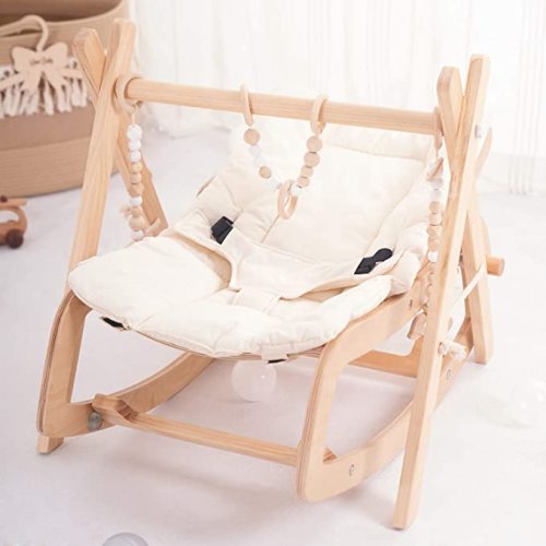 wooden baby bouncer chair