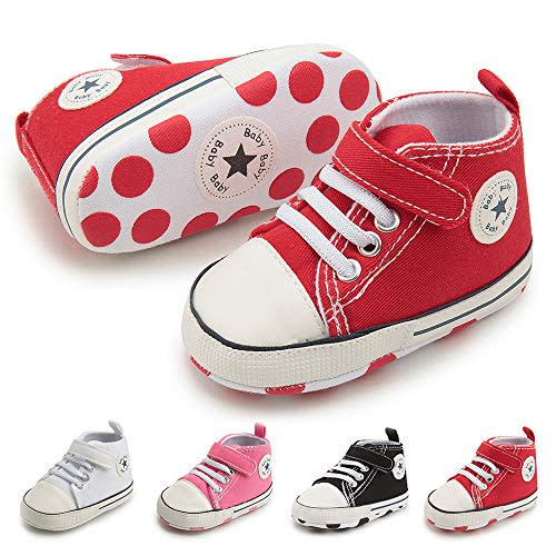 Meckior Infant Baby Boys Girls Canvas Sneakers High Top Lace up Crib Casual Shoes Newborn First Walkers Cribster Shoe