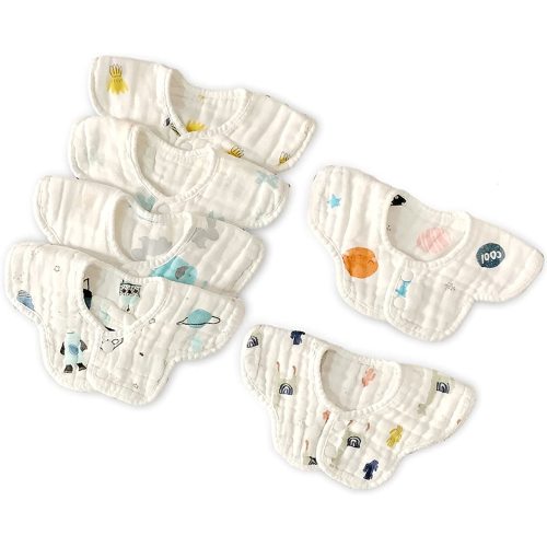 Muslin Baby Bibs Neck Baby Bibs Drool 360 Degree Rotate Soft Baby Bib Anti-Stain and Odor Resistant