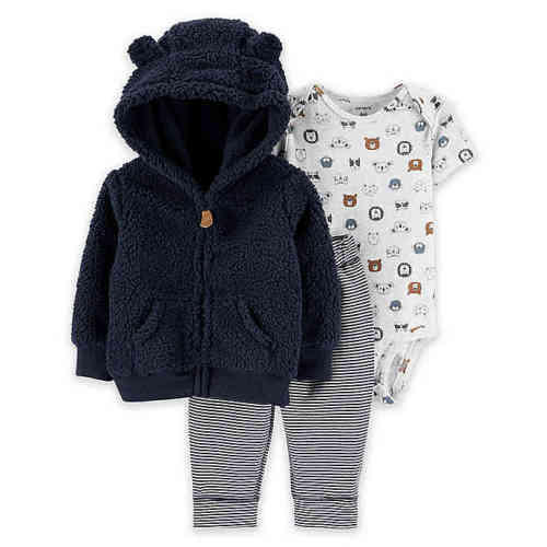 Carters Newborn Ivory Unisex 3pc Bear Outfit Set With Paws Super Soft Flannel