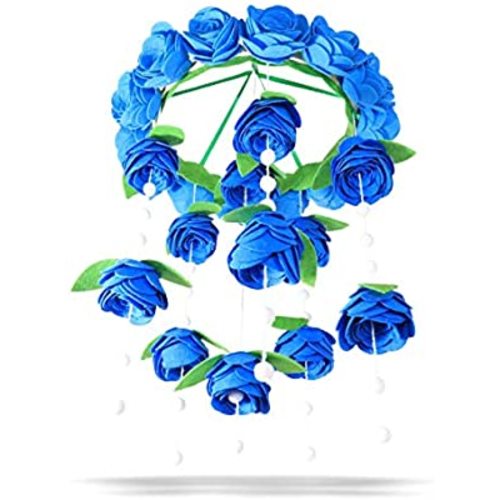Beautiful and Unique Magical Baby Handmade Felt Bed /& Crib Mobile With Arm Holder Blue Roses Nursery Decorations /& Accessories for Infants /& Toddlers. Best Hanging Toys