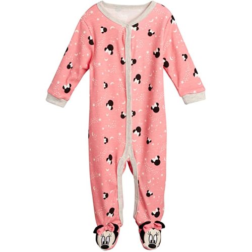 Disney Baby Girls Newborn Cotton Footed Sleep and Play Minnie Mouse Winnie The Pooh and Princess Aurora