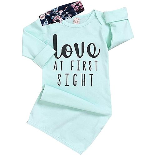 Baby Girl Love at First Sight Sleeping Gown,Isnt She Lovely Coming Home Outfit Sleepwear Romper Sleeping Bags