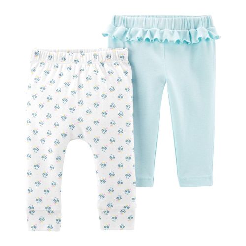 Baby Girls Leggings 3 Pack Cotton Pants Attached Feet Trousers 0-3 Months