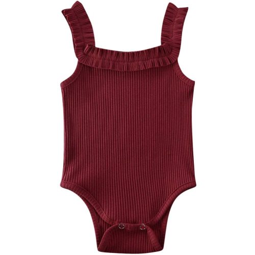 WALLARENEAR Toddler Baby Girls Sleeveless Romper Ruffle One-Piece Bodysuit Jumpsuit Summer Clothes Outfit 0-24M