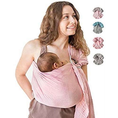 Baby Wrap Carrier Ring Sling Luxury Extra Soft Turkish Cotton Muslin Grey Rose For Newborns Infants And Toddlers Perfect Baby Shower Gift Baby Carriers Baby Slings