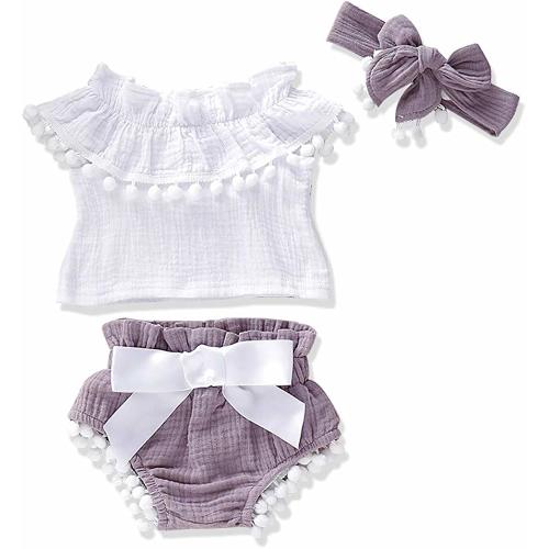 Short Pants Summer Clothes Set Womola Baby Girl Ruffle Short Sleeve Flower Ball 2 Pieces With t-Shirt
