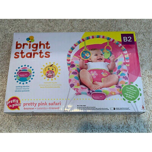 bright starts bouncer pink safari