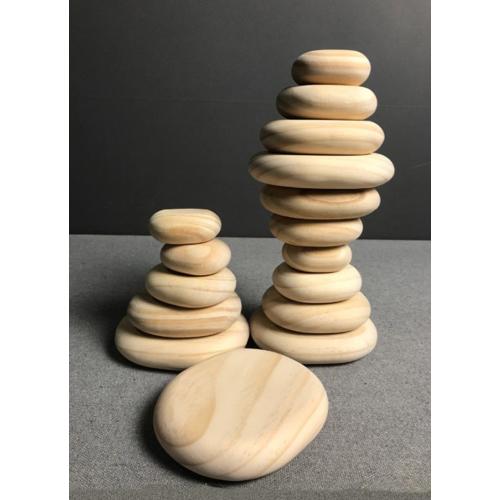 Smooth stone stack Wooden toy Montessori Waldorf Toy Natural Color Baby Building Blocks boy play toys 16pcs Wood Balance toy Stones