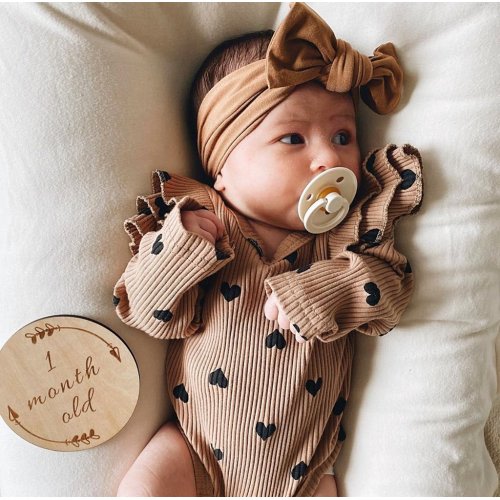 headband Romper Natural Linen hat. Pooh and Tigger Baby Clothes
