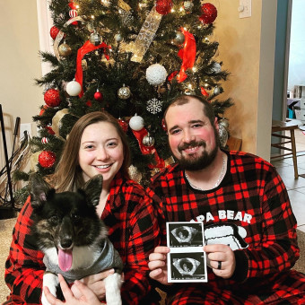 Rachel and Nathan's Baby Registry Photo.
