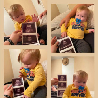 Madison and Gus' Baby Registry Photo.