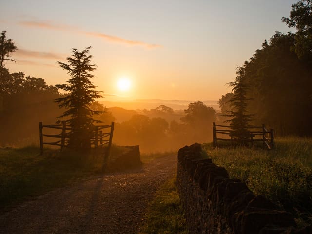 Sunrise over the Somerset landscape
