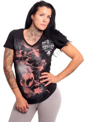 Tričko Yakuza Flower Style Curved V Neck