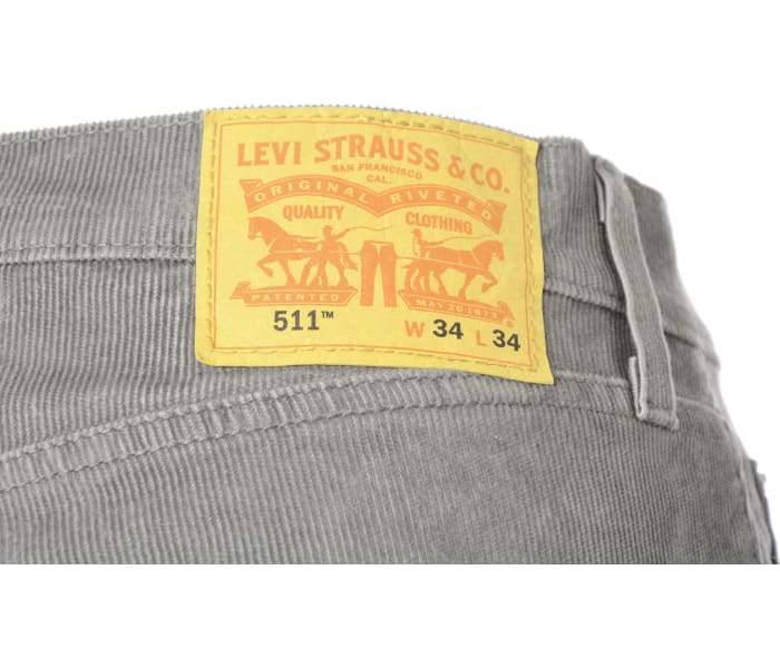 Manšestrové kalhoty Levi´s® 511 Slim Pewter pánské šedé
